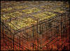 "Cages Double Overlay with Windows" 2009, oil on canvas, 72" X 96" (183cm X 244cm)