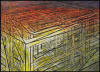 "Cages Inside Cages with Overlay, Red, Yellow, Blue" 2010, oil on canvas, 72" X 97-1/2" (183cm X 248cm)