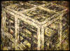 "Plan for My Cage in a Cage 07" 2007, mix media, oil on paper, 22-1/4" x 30"