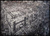 "Plan for My Cage in a Cage in a Cage in a Cage b&w" 2007, oil on canvas. 57-1/2" x 80"