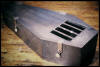 "Coffin with Bars to Prevent Escape" 1981-4, steel, locks, 77" x 32" x 16-1/2"