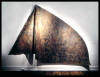 "Un/Structure No. 7" 1977, sprayed molten steel on canvas, patinaed, 94" x 136" x 9"