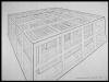 "Plan for My Cage in a Cage in a Cage" 2005, pencil and ink on paper, 22-1/2" x 30"