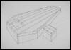 "Plan for My Coffin with Box Removed to Contain Head" 1981, pencil and ink on paper, 22-1/2" x 30"