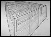 "Plan for My Cage in a Cage in a Cage in a Cage" 2005, pencil & ink on paper, 22-1/2" x 30"