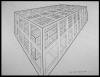 "Plan for My Cage in a Cage" 2000, pencil and ink on paper, 22-1/2" x 30"