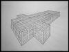 "Plan for My Cage in a Cross Cage" 2000, pencil & ink on paper, 22-1/2" x 30" (Coll: Robert & Emiko Goodnough)