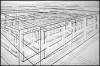 “Cage in a Cage in a Cage in a Cage in a Cage with Overlay” 2009, pencil & ink on paper, 26 1/2” x 40 1/4”
