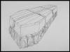 "Plan for My Coffin with Extra Tied Underneath for Christo" 1982, pencil and ink on paper, 22-1/2" x 30"