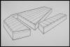 "Plan for My Coffin with Section Removed Containing Ideas on Death" 1981, pencil and ink on paper, 22-1/2" x 30"
