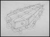"Plan for My Coffin with Plumbing for Recycling Waste" 1999, pencil and ink on paper, 22-1/2" x 30"