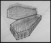"Plan for My Coffin for Finishing the Game" 1991, pencil and ink on paper, 22-1/2" x 30"