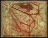 "Christian Coffin with Spiked Lid for Final Sacrifice" 1998, monoprint with leroy lettering, 5-7/8" x 7-3/4"