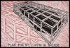 "Plan for My Coffin in a Cage" 2000, color woodcut, no edition, AP: 4, 17-1/2" x 25"