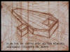 "Plan for My Coffin with Section Removed Containing Thoughts on Death" 1998, copper plate etching & dry point w/ leroy lettering, ed: 22, 3" x 4"