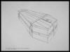 "Plan for My Coffin with Extra Tied underneath to Contain Art Critic" 1981, dry point on zinc plate, ed: 22, 17-3/4" x 23-1/4"